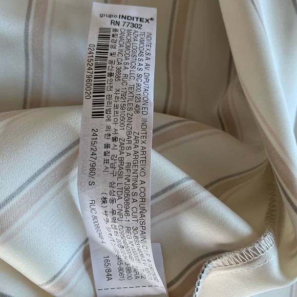 NWT Zara striped wrap midi dress in cream and tan with gold buttons size S - Picture 12 of 12